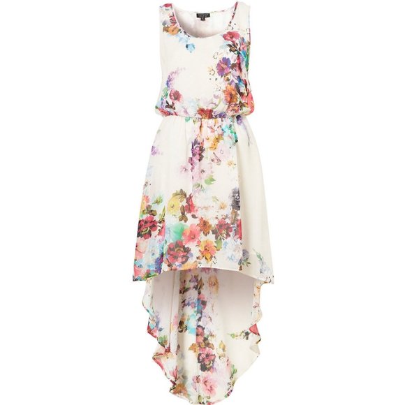 Topshop Dresses & Skirts - Topshop Bright Blossom Dip Hem Dress